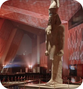 The Grand Egyptian Museum: the Ramses II statue in the Grand Hall