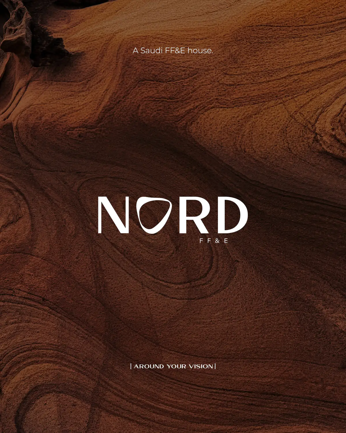 Nord FF&E: the wordmark over swirling sandstone